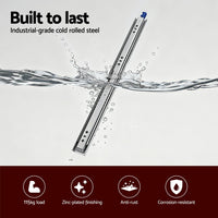 Giantz 2x Drawer Slides Heavy Duty Full Extension Locking 500-1000mm Length