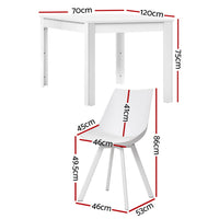 1 Artiss Dining Table and 4 Chairs Set Rectangle White