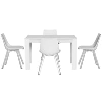 1 Artiss Dining Table and 4 Chairs Set Rectangle White