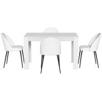 1 Artiss Dining Table and 4 Chairs Set White Sherpa