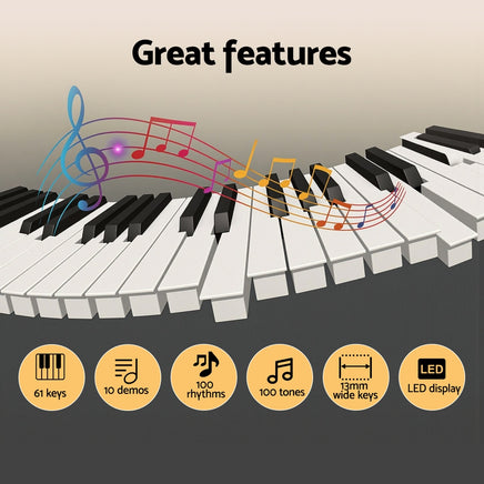 Alpha 61-Key Digital Piano Keyboard Electric Kids Gift Black