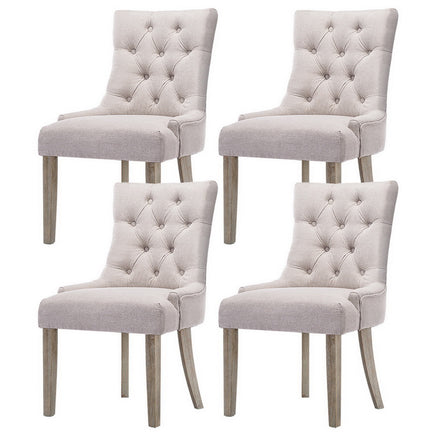 Artiss Dining Chairs Set of 4 Linen French Provincial Beige