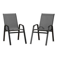 Gardeon 2PC Outdoor Dining Chairs Stackable Lounge Chair Patio Furniture Grey