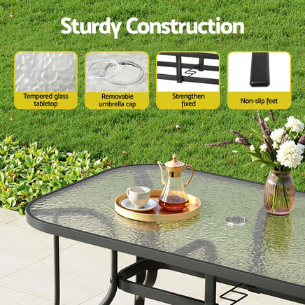 Gardeon 7PC Outdoor Dining Set Table and Chairs Patio Furniture Garden Bistro Set Black
