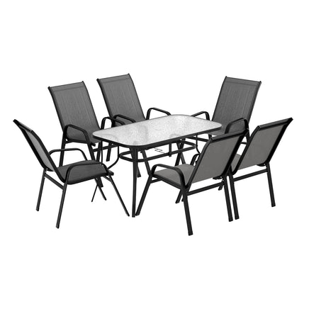 Gardeon 7PC Outdoor Dining Set Table and Chairs Patio Furniture Garden Bistro Set Grey