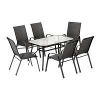 Gardeon 7PC Outdoor Dining Set Table and Chairs Patio Furniture Bistro Set Garden Black