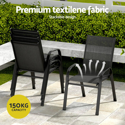 Gardeon 7PC Outdoor Dining Set Table and Chairs Patio Furniture Bistro Set Garden Black