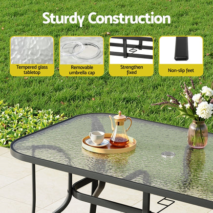 Gardeon 7PC Outdoor Dining Set Table and Chairs Patio Furniture Bistro Set Garden Grey