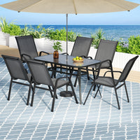Gardeon 7PC Outdoor Dining Set Table and Chairs Patio Furniture Bistro Set Garden Grey