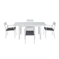 Gardeon Outdoor Dining Set 5 Piece Aluminum Extendable Table Setting White