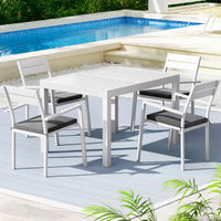 Gardeon Outdoor Dining Set 5 Piece Aluminum Extendable Table Setting White