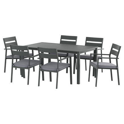 Gardeon Outdoor Dining Set 7 Piece Aluminum Table Chairs Setting Black