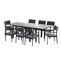 Gardeon Outdoor Dining Set 9PCS Aluminum Extendable Table Chairs Patio Furniture