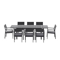Gardeon Outdoor Dining Set 9PCS Aluminum Extendable Table Chairs Patio Furniture