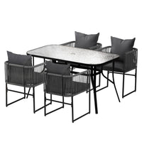 Gardeon 5PC Outdoor Dining Set Table and Chairs Patio Furniture Garden Bistro Set Black