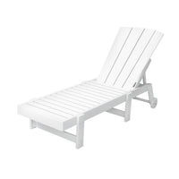 Gardeon Sun Lounge Beach Chair HDPE Adirondack Lounger Patio Outdoor Furniture with Wheels White