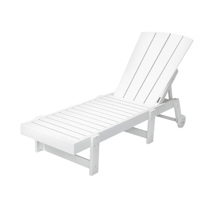 Gardeon Sun Lounge Beach Chair HDPE Adirondack Lounger Patio Outdoor Furniture with Wheels White