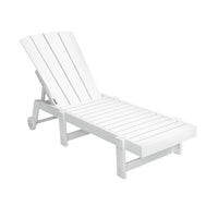 Gardeon Sun Lounge Beach Chair HDPE Adirondack Lounger Patio Outdoor Furniture with Wheels White