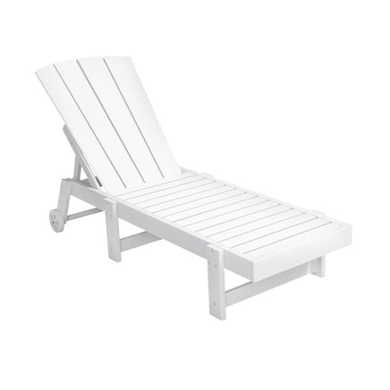 Gardeon Sun Lounge Beach Chair HDPE Adirondack Lounger Patio Outdoor Furniture with Wheels White