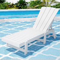 Gardeon Sun Lounge Beach Chair HDPE Adirondack Lounger Patio Outdoor Furniture with Wheels White