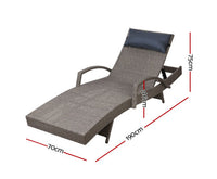 Outdoor Sun Lounge Furniture Day Bed Wicker Pillow Sofa Set