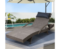 Outdoor Sun Lounge Furniture Day Bed Wicker Pillow Sofa Set