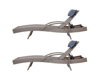 Set of 2 Sun Lounge Outdoor Furniture Wicker Lounger Rattan Day Bed Garden Patio Grey