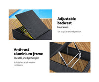 Sun Lounge Wicker Lounger Outdoor Furniture Rattan Garden Day Bed Sofa Black