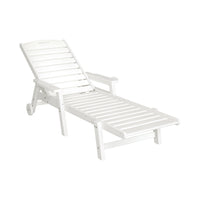Gardeon Sun Lounge Lounger Beach Chair HDPE Patio Outdoor Furniture with Wheels White