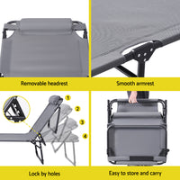 Gardeon Sun Lounger Folding Lounge Beach Chair Patio Outdoor Furniture