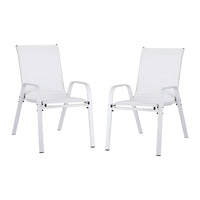 Gardeon 2PC Outdoor Dining Chairs Stackable Lounge Chair Patio Furniture White