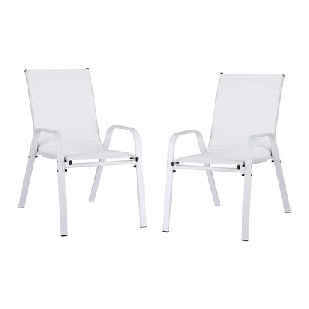 Gardeon 2PC Outdoor Dining Chairs Stackable Lounge Chair Patio Furniture White