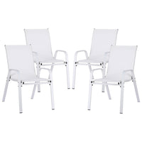 Gardeon 4PC Outdoor Dining Chairs Stackable Lounge Chair Patio Furniture White