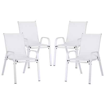 Gardeon 4PC Outdoor Dining Chairs Stackable Lounge Chair Patio Furniture White