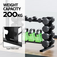 Everfit Dumbbells Rack Dumbbell Kettlebell Stand Home Gym Storage 200kg Capacity