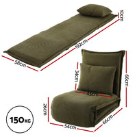 Artiss Floor Lounge Sofa Bed Foldable Green