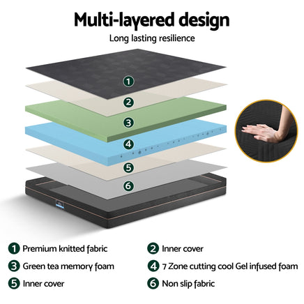 Giselle 18cm Memory Foam Mattress Green Tea Foam Cool Gel Foam Mattresses Queen