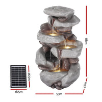 Solar Fountain Water Feature Outdoor Indoor 4-Tier Brown