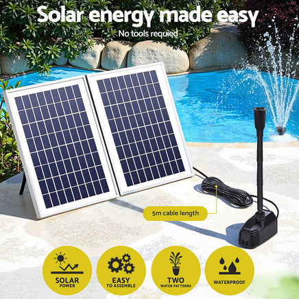Gardeon Solar Pond Pump Submersible Water Fountain Kit with 2 Panels 1600L/H