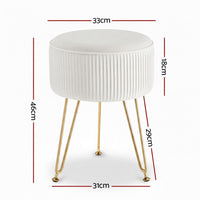 Artiss Ottoman Foot Stool Vanity Velvet Round White