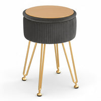 Artiss Ottoman Storage Foot Stool Vanity Velvet Round Grey