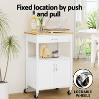 Artiss Kitchen Island Trolley Rolling Serving Cart Storage Drawer Cupboard 60cm