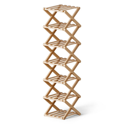 Artiss 7 Tier Bamboo Foldable Shoe Rack Organizer Entryway