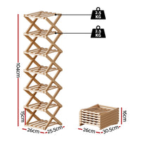 Artiss 7 Tier Bamboo Foldable Shoe Rack Organizer Entryway