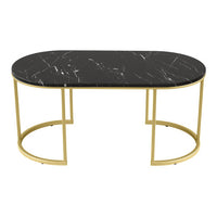 Artiss Coffee Table Marble Effect Black