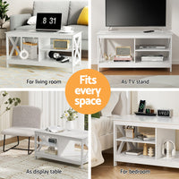 Artiss Coffee Table Storage Shelf White