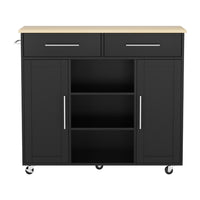 Artiss Kitchen Island Trolley Rolling Serving Cart Storage Drawer Cabinet 100cm Black