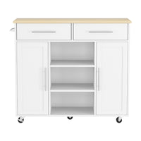Artiss Kitchen Island Trolley Rolling Serving Cart Storage Drawer Cabinet 100cm White