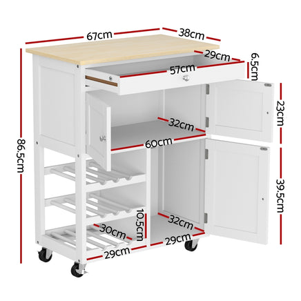 Artiss Kitchen Island Trolley Rolling Serving Cart Storage Cart Drawer Cupboard