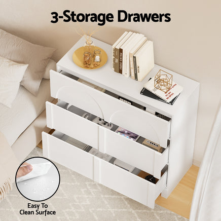 Artiss 3 Chest of Drawers Lowboy Dresser Cabinet White